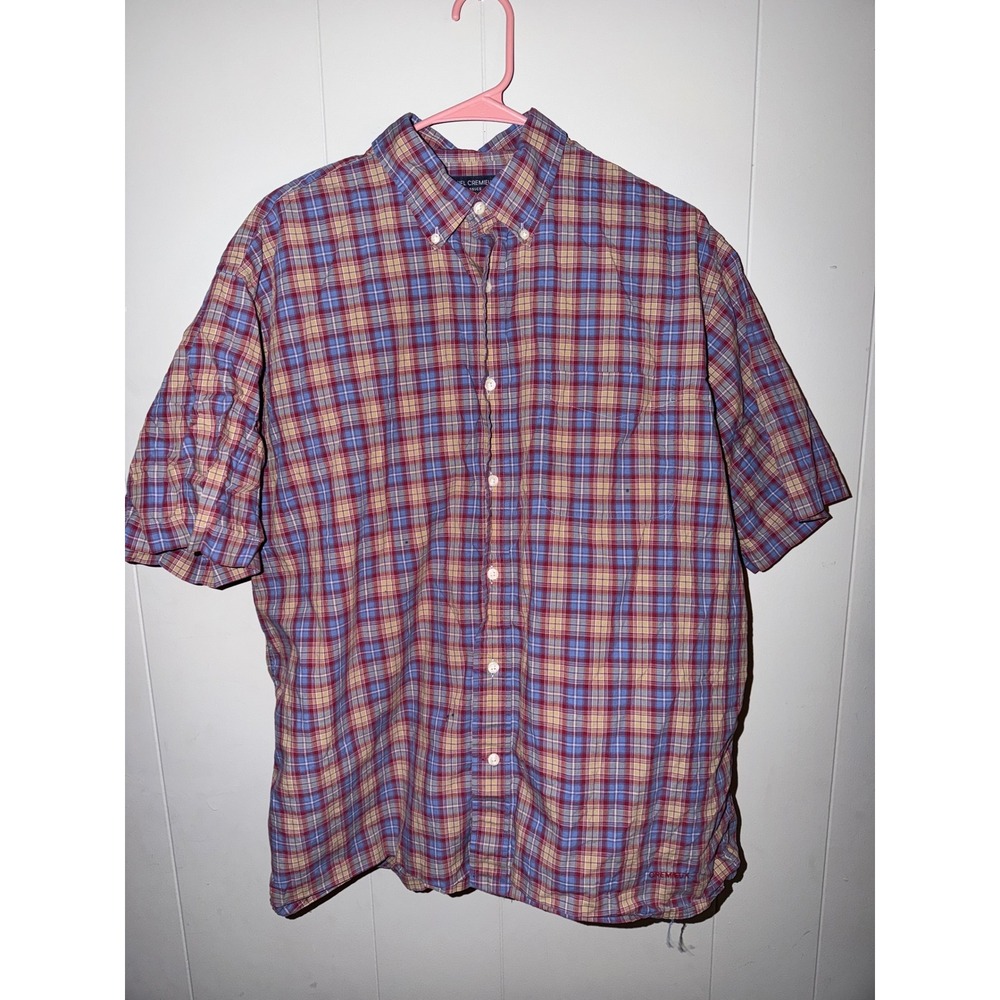 Daniel Cremieux Classics Mens Large Red Blue Plaid Short Sleeve Button Down